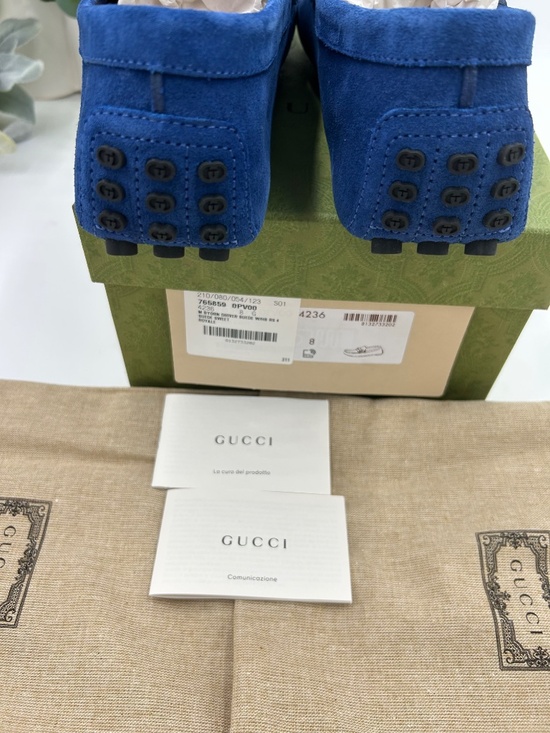 **********Gucci horse bit Driver loafers in royal blue suede.Size 8(fits 8.5 US) main image 5